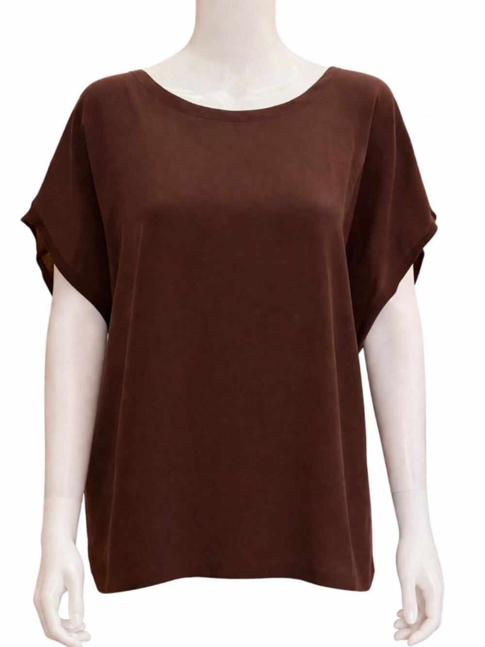 Chaser 100% Silk Open Back Top NWT | Size Small | Brown Crepe de Chine Blouse